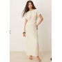 ASOS DESIGN plisse sleeveless twist front maxi dress in buttermilk