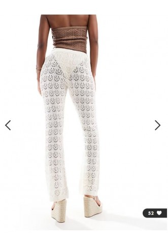 Miss Selfridge beach crochet trouser in cream