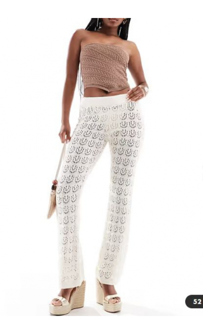 Miss Selfridge beach crochet trouser in cream