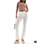 Miss Selfridge beach crochet trouser in cream