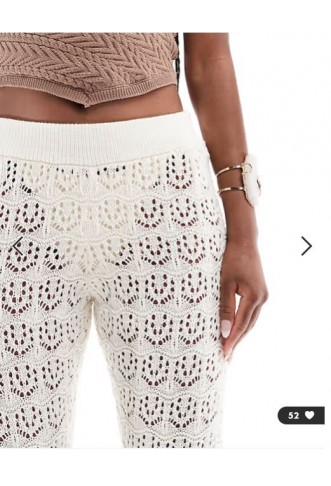 Miss Selfridge beach crochet trouser in cream