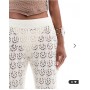 Miss Selfridge beach crochet trouser in cream