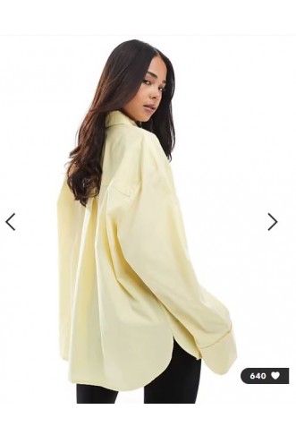 ASOS DESIGN poplin extreme cuff oversized shirt in buttermilk
