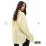ASOS DESIGN poplin extreme cuff oversized shirt in buttermilk