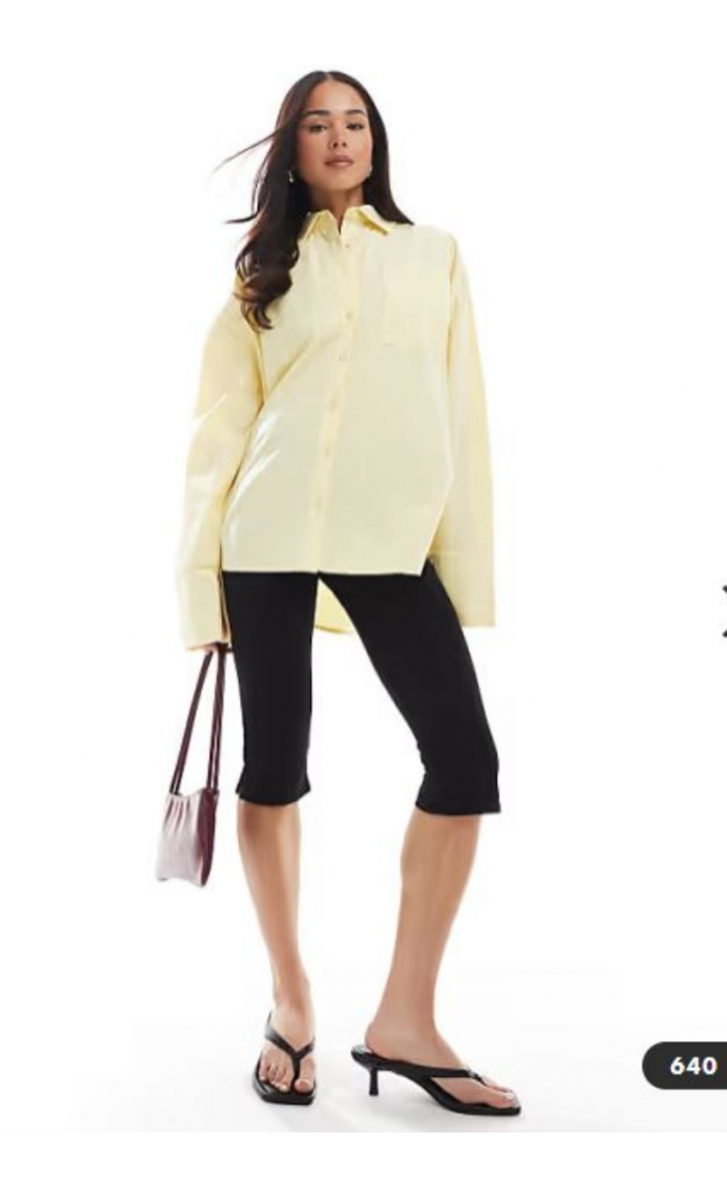 ASOS DESIGN poplin extreme cuff oversized shirt in buttermilk
