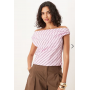 ASOS DESIGN modal drape off shoulder top in pink stripe co ord