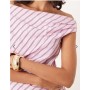 ASOS DESIGN modal drape off shoulder top in pink stripe co ord