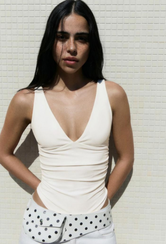 Ruched strappy bodysuit