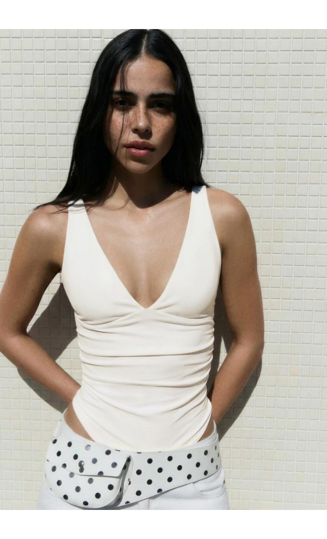 Ruched strappy bodysuit