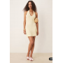 ASOS DESIGN halter mini textured dress in lemon