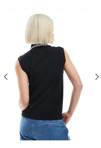 Fred Perry twin tipped sleeveless polo shirt in black/white