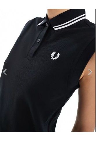 Fred Perry twin tipped sleeveless polo shirt in black/white