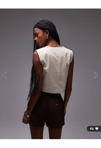 Mango round neck waistcoat in light beige