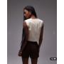 Mango round neck waistcoat in light beige