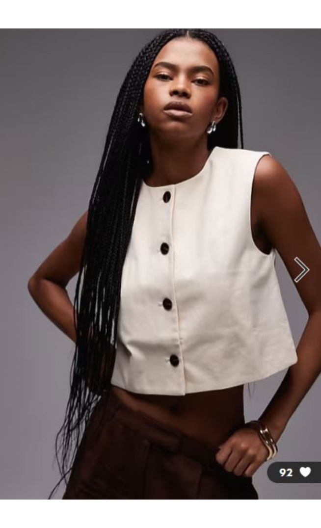 Mango round neck waistcoat in light beige