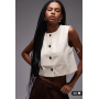 Mango round neck waistcoat in light beige