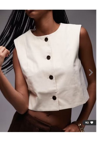 Mango round neck waistcoat in light beige