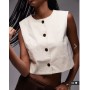 Mango round neck waistcoat in light beige
