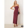 ASOS DESIGN folded bust detail cut out midi slip dress in cherry red