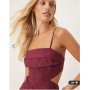 ASOS DESIGN folded bust detail cut out midi slip dress in cherry red