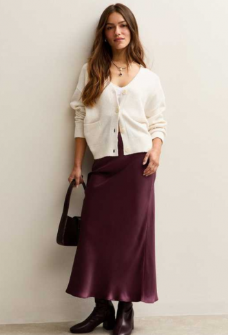 Petite Dark Burgundy Satin...
