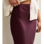 Petite Dark Burgundy Satin Bias Cut Midi Skirt
