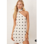 ASOS DESIGN chiffon scarf neck mini dress in polka dot