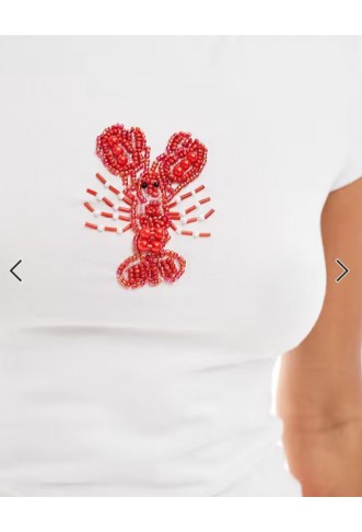 ASOS DESIGN beaded lobster baby tee in white