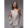 Topshop co ord linen stripe one shoulder top in cream