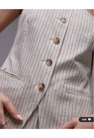 Topshop co ord linen stripe one shoulder top in cream