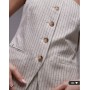 Topshop co ord linen stripe one shoulder top in cream
