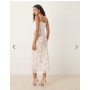 Mango lace trim maxi skirt in pink floral