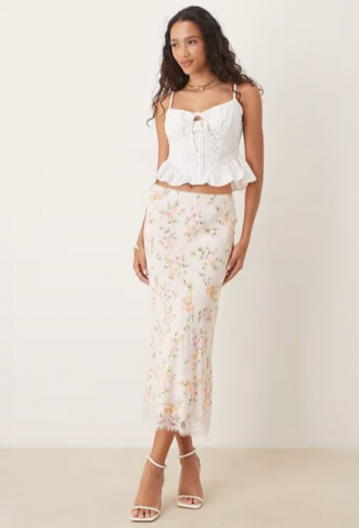 Mango lace trim maxi skirt...