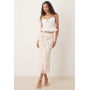 Mango lace trim maxi skirt in pink floral
