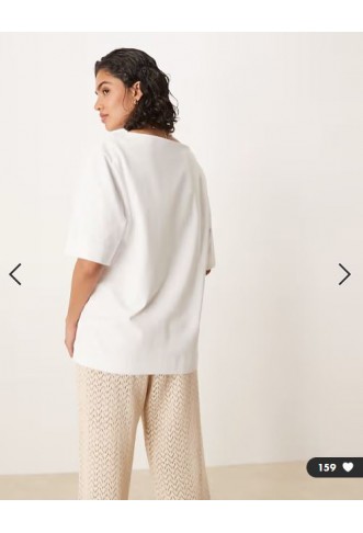 ASOS DESIGN boat neck oversized tee in white