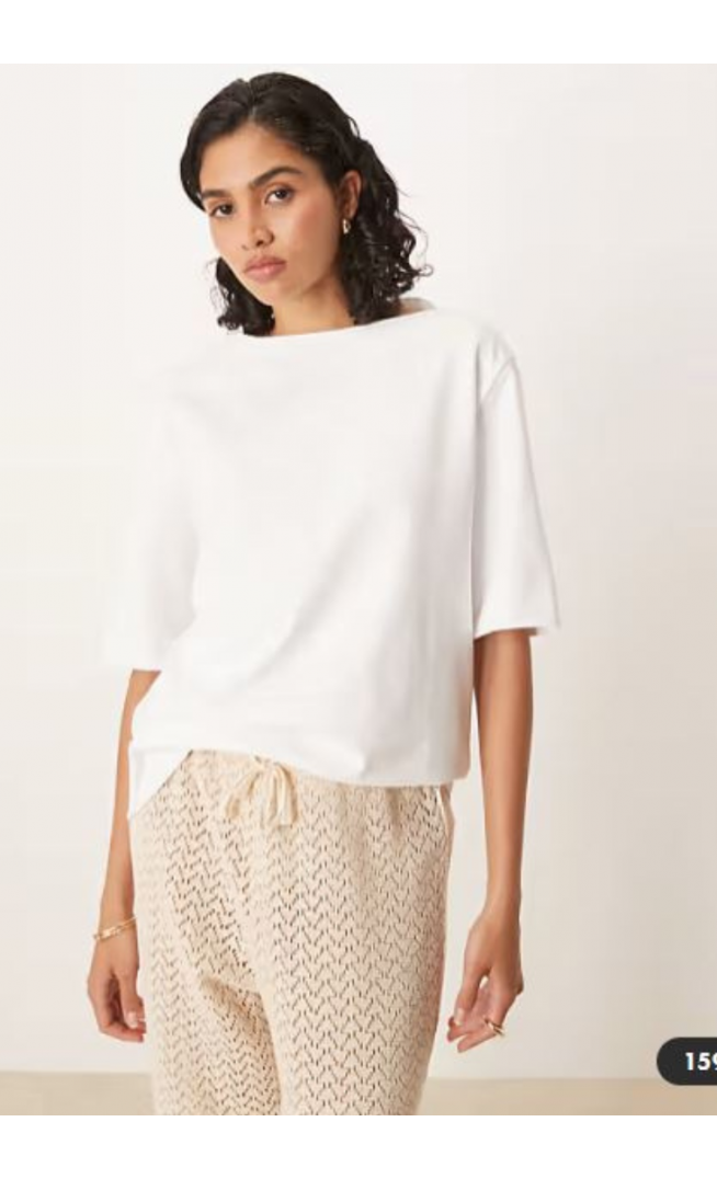 ASOS DESIGN boat neck oversized tee in white