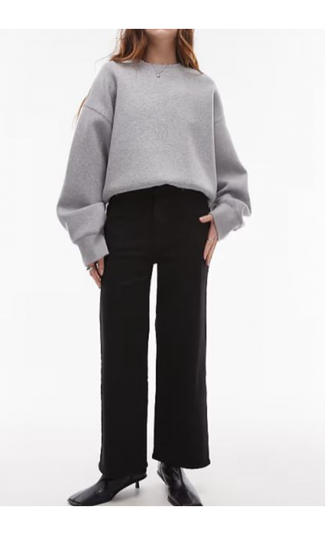 & Other Stories stretch wide leg cropped jeans in black rinse