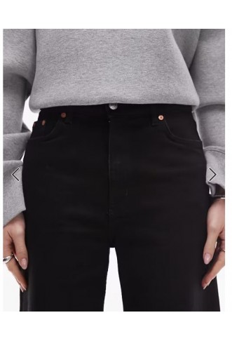 & Other Stories stretch wide leg cropped jeans in black rinse