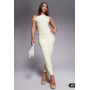 Kaiia exclusive double layered slinky twist off shoulder bodycon maxi dress in butter yellow