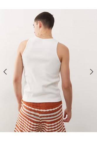 Reclaimed Vintage ribbed racer vest in white