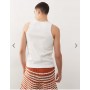 Reclaimed Vintage ribbed racer vest in white