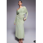 ASOS DESIGN long sleeve slouchy bardot mesh mix maxi dress in sage green - LGREEN
