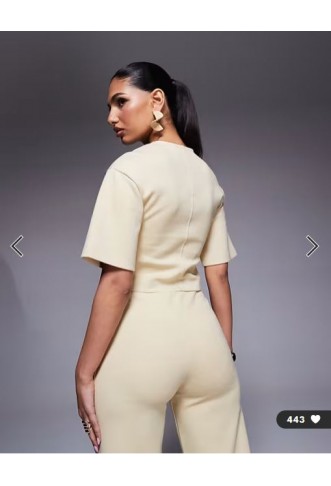 ASOS DESIGN sculpted interlock tee with half sleeves in lemon