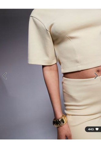 ASOS DESIGN sculpted interlock tee with half sleeves in lemon