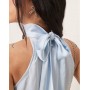 VILA satin halter mini dress in pastel blue