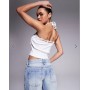 Liquor N Poker halter ribbed top with studs in white