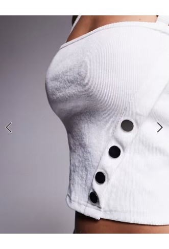 Liquor N Poker halter ribbed top with studs in white