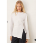 ASOS DESIGN cinched side asymmetric long sleeve top in white