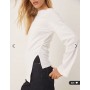 ASOS DESIGN cinched side asymmetric long sleeve top in white