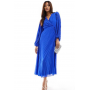ASOS DESIGN pleated dobby chiffon wrap button detail maxi dress in cobalt